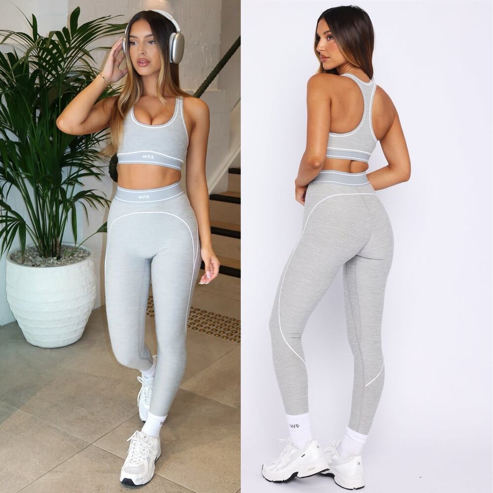 White Fox active 2 piece leggings and sports bra set size medium